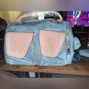 Stylish Blue and Pink Women's Handbag